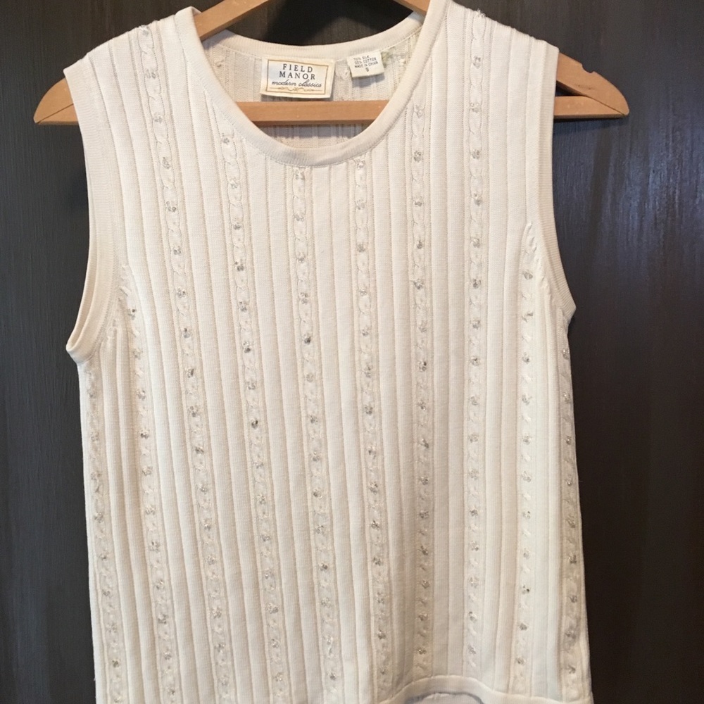 Beaded silk blend sweater size small